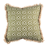 Alotablots' Cushion in Peridot Green with Green Velvet Back & Cream Fringe- Kelling Home