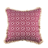 Alotablots' Cushion in Raspberry with Raspberry Velvet Back & Cream Fringe- Kelling Home