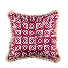 Alotablots' Cushion in Raspberry with Raspberry Velvet Back & Cream Fringe- Kelling Home