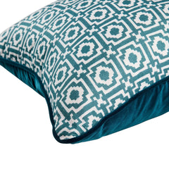 Alotablots' Cushion in Teal with Teal Velvet Back & Piping- kelling Home