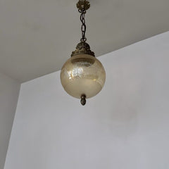 Vintage Amber Glass Globe Pendant