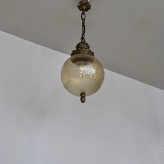 Vintage Amber Glass Globe Pendant