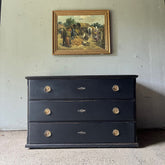 Antique Black Painted Pine Chest of Drawers | John Cornall