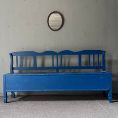 Antique Box Bench in Original Blue Paint | John Cornall