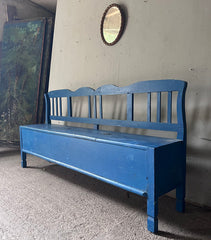 Antique Box Bench in Original Blue Paint | John Cornall