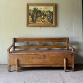 Antique Box Bench in Original Cream Brown Paint | John Cornall