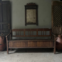 Antique Box Settle with Original Grain Paint