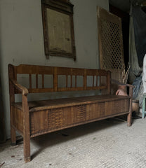 Antique Box Settle with Original Grain Paint