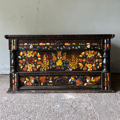 Antique Folk Painted Bridal Box with Flowers | John Cornall
