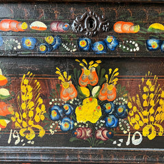 Antique Folk Painted Bridal Box with Flowers | John Cornall