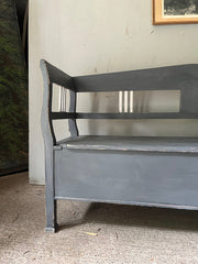 Antique Grey & White Box Bench or Modernist Style