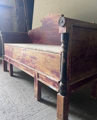 Antique Gustavian Box Bench in Original Red & Black Paint | John Cornall