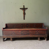 Antique Marriage Bench In Original Folk Painting