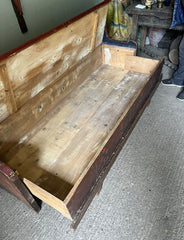 Antique Marriage Bench In Original Folk Painting