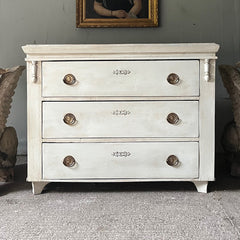 Antique Pine Chest of Drawers in Swedish White