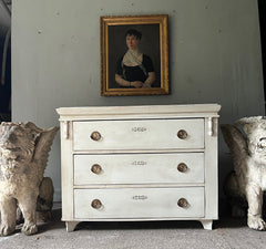 Antique Pine Chest of Drawers in Swedish White