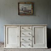 Antique Pine Dresser Base in Original White Paint