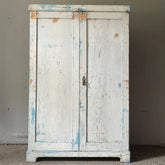 Antique Pine Wardrobe/Cupboard in Original White & Blue Paint