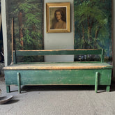 Antique Rustic Box/Bed Bench in Original Green Paint