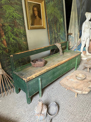 Antique Rustic Box/Bed Bench in Original Green Paint