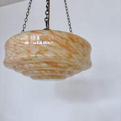 Art Deco Mottled Orange Glass Pendant