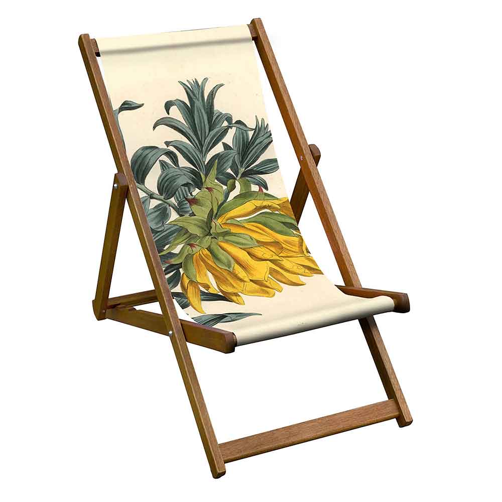 Vintage Style Deckchair with Orange Mountain Dahlia Design Sling