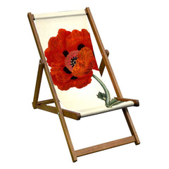 Vintage Style Deckchair with Red Poppy Design Sling