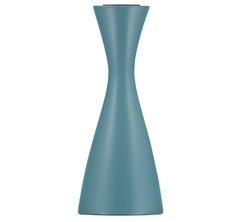 Handcrafted Wooden Candleholder In Pompadour Blue