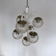Belgian Mid Century Chandelier with Textured Glass Shades