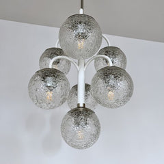 Belgian Mid Century Chandelier with Textured Glass Shades