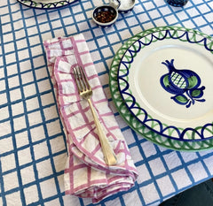 Ruffle Blue Check Tablecloth