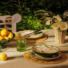 Set of 4 Hand-painted Green Shell Pasta Bowls | Casa by JJ