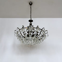 Brass Multi Arm Chandelier with Glass Harlequin Pear Drops