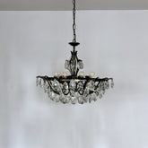 Brass Multi Arm Chandelier with Glass Harlequin Pear Drops