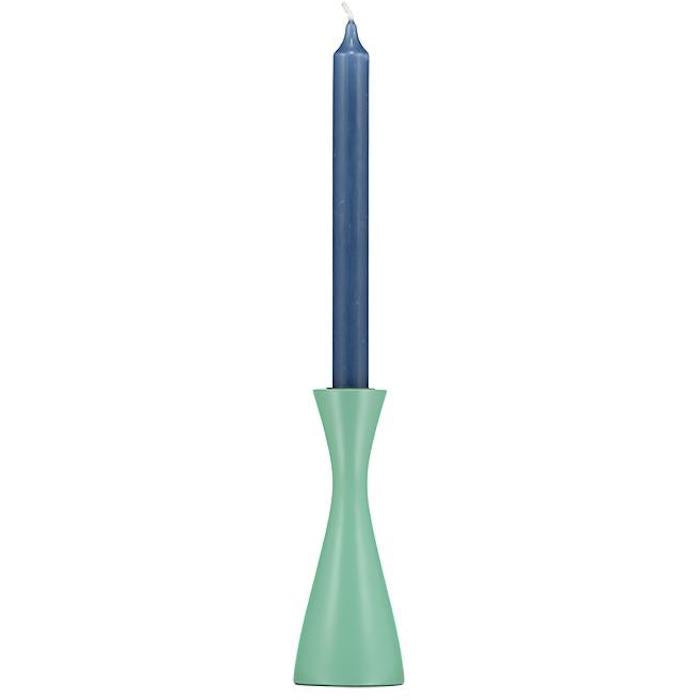 Hand-Crafted Wooden Candleholder In Opaline Green
