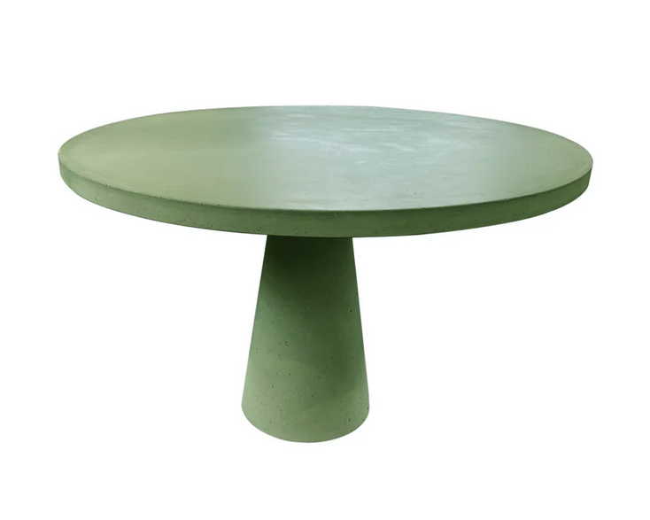 Solid Concrete Round Garden Table- Olive Green