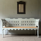 Decorative Antique Bench with Fretwork in Powder Blue | John Cornall