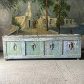Decorative Antique Shop Counter in Original Blue and Green Paint