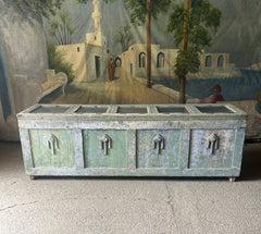 Decorative Antique Shop Counter in Original Blue and Green Paint
