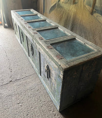 Decorative Antique Shop Counter in Original Blue and Green Paint