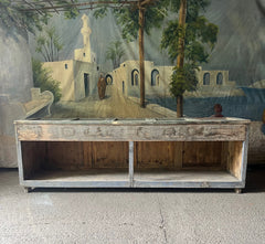 Decorative Antique Shop Counter in Original Blue and Green Paint