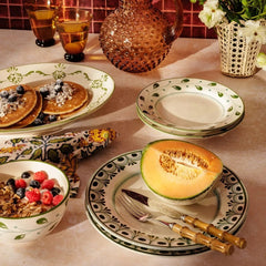 Set of 4 Hand-painted Green Motif Plates | Casa by JJ
