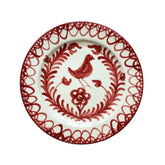Spanish Ceramic Dinner Plate with Burnt Sienna Bird Design
