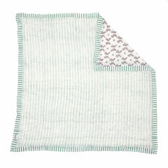 Green Bunny' Hand Block Printed Cotton Quilt