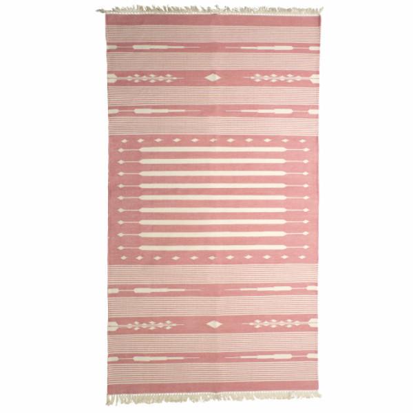 Pink Striped Handwoven Cotton Rug