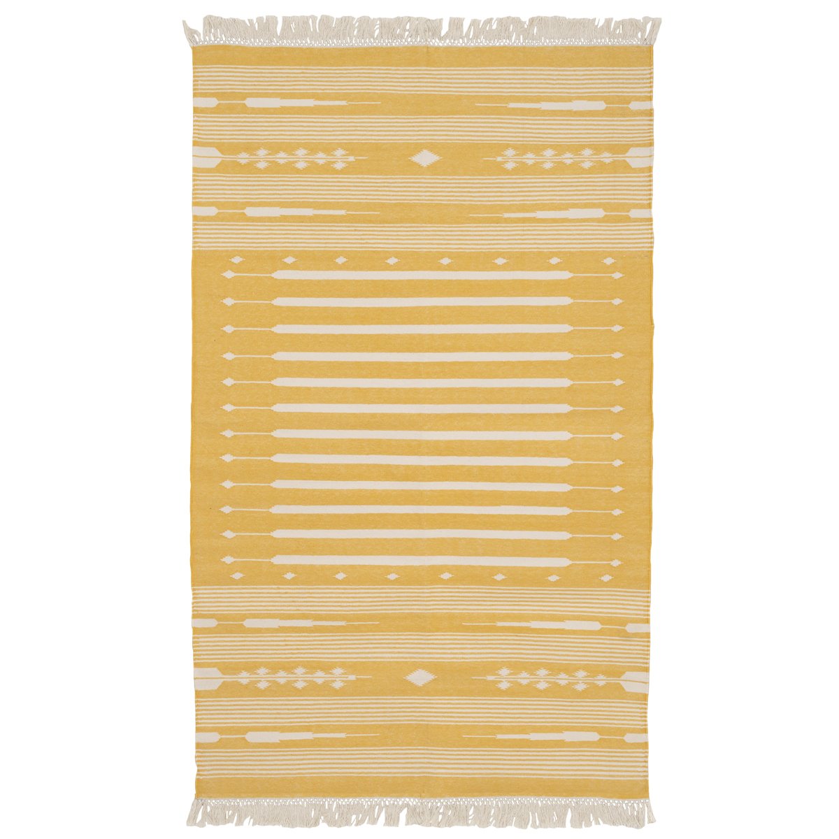 Yellow Striped Handwoven Cotton Rug