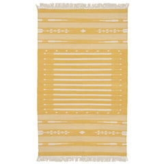Yellow Striped Handwoven Cotton Rug