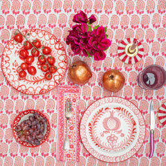 Spanish Handpainted Dinner Plate with Burnt Sienna 'Pomegranate' Design