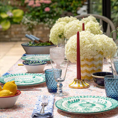 Kelpie' Block Printed Blue Floral Tablecloth