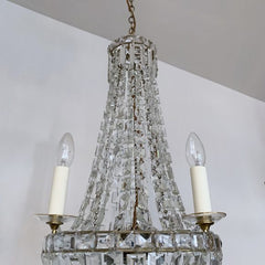 Early 1900s Antique Crystal Balloon Chandelier